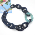 Trendy simple chunky hip hop women dye dark color acrylic cuban necklace